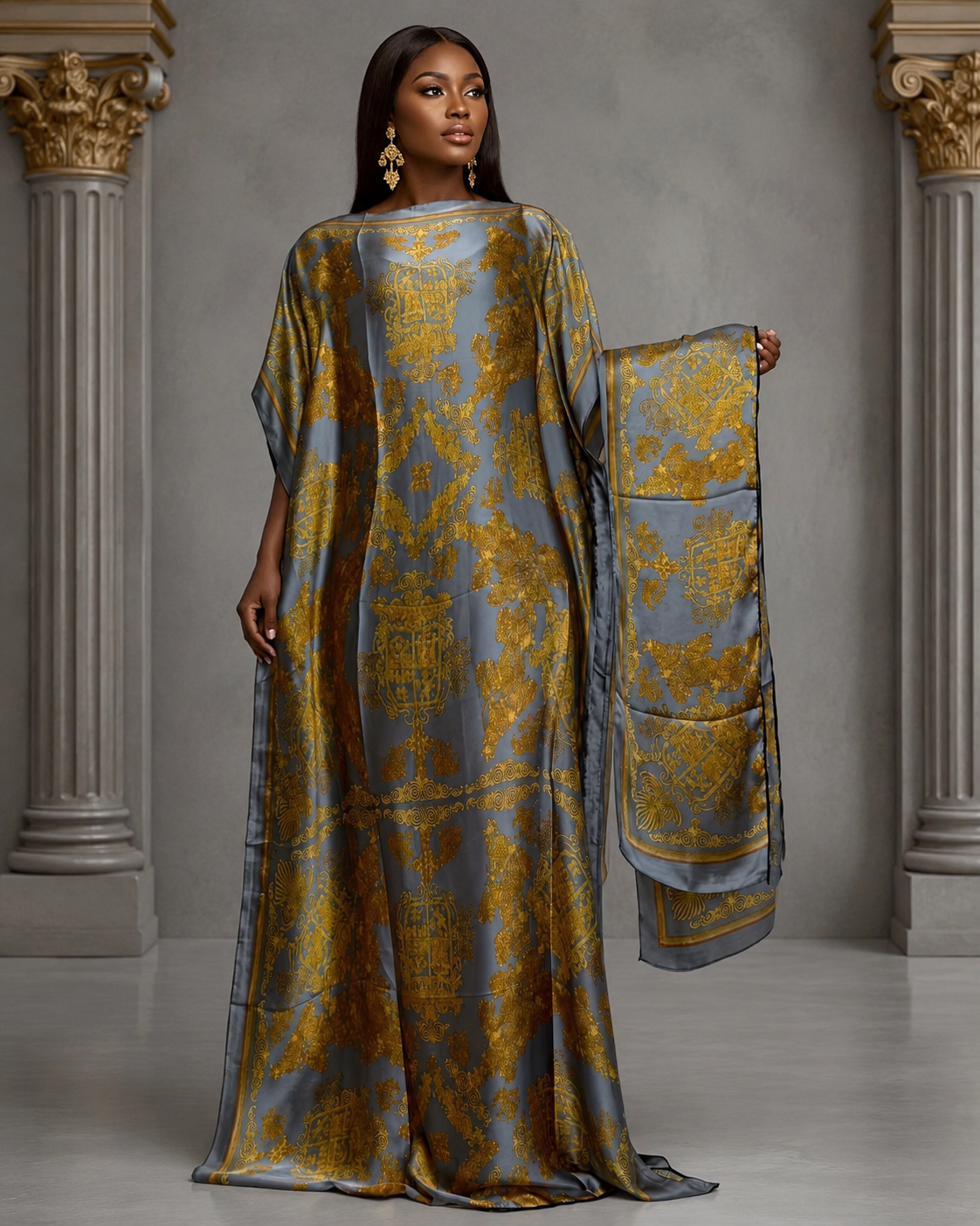 Silver and gold embroidered ceremonial kaftan